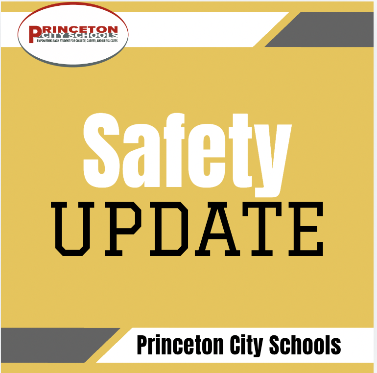 Safety Update on Graphic with logo on Yellow Background