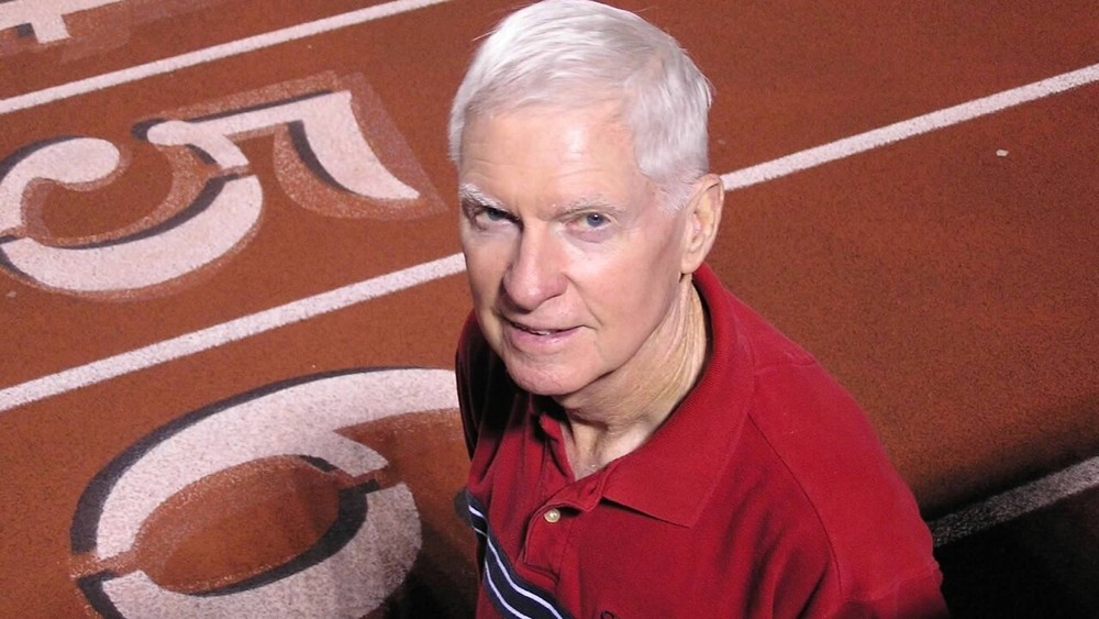 Former Princeton administrator, coach, and teacher Steve Shuck, pictured on a track.