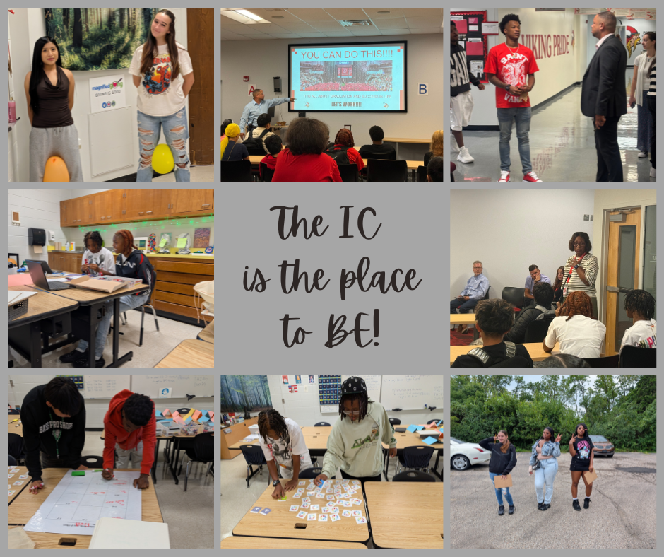 Six-photo collage featuring faculty presenting to groups, chatting one-on-one with students, and students participating in hands-on team-building exercises.