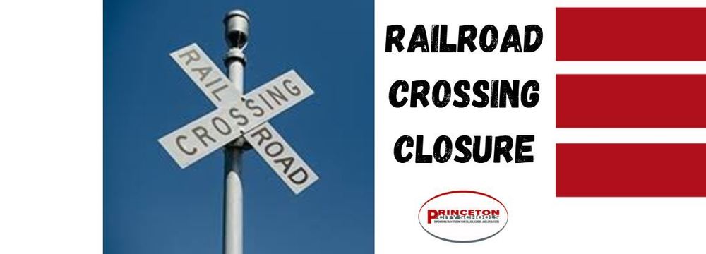 Railroad Crossing Closure: The crossing on E. Crescentville Road, between Champion Way and Best Place, will be completely closed for repairs until the morning of Friday, April 24th.   Graphic shows RR Crossing  sign and three red blocks along with PCSD oval logo.