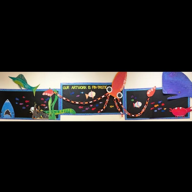 artwork at Woodlawn Elementary, depicting an underwater world