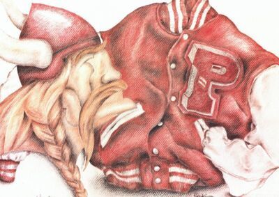 Athletic Hall of Fame drawing of Viking head and letterman jacket with Princeton P on it