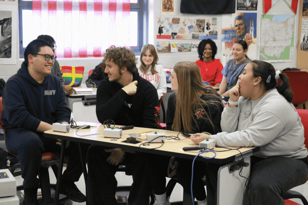 Students having fun during the match against teachers