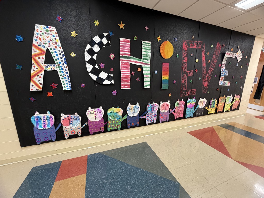 #EV art with purple colors in the hallway of the school 