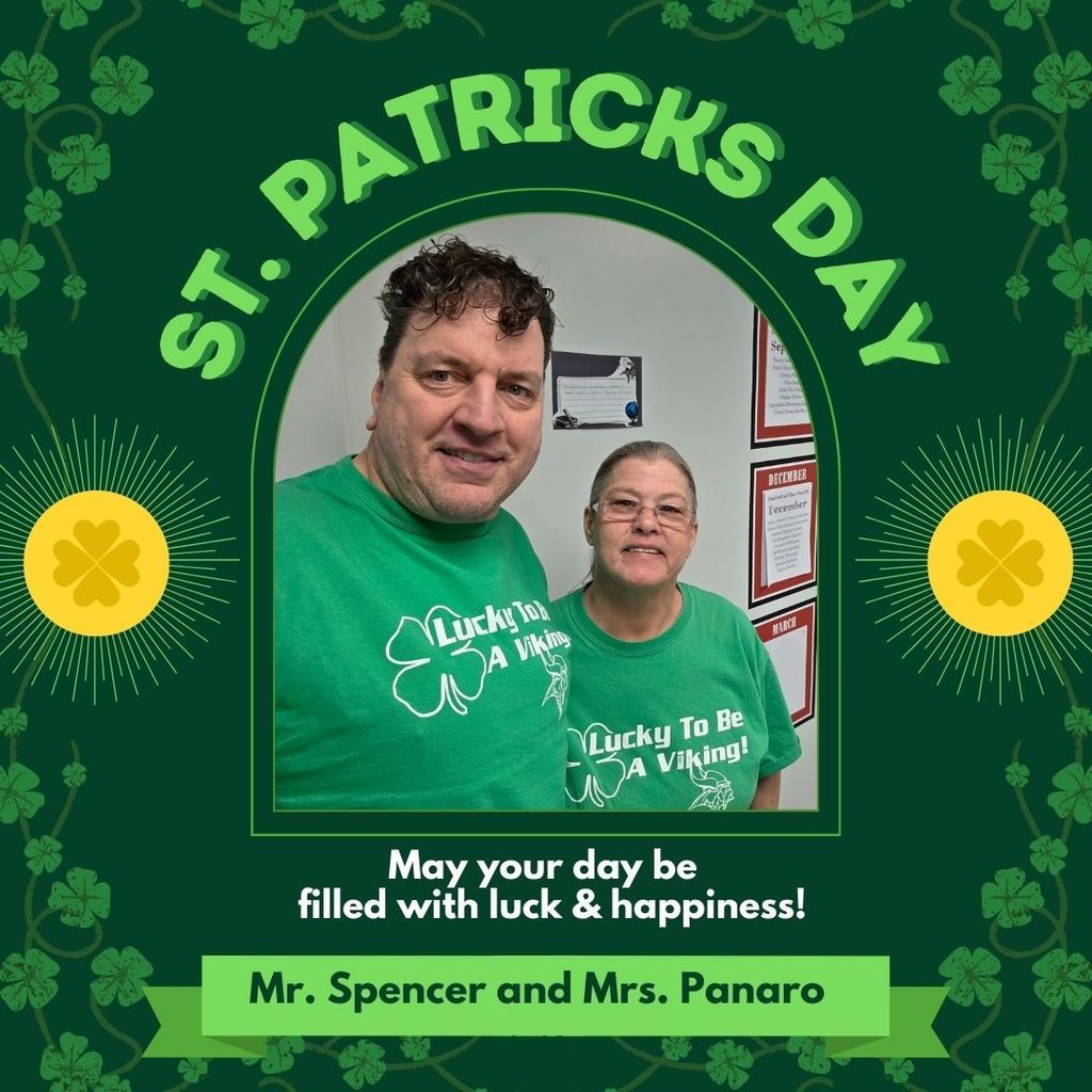 Two faculty dressed up for St. Patricks Day