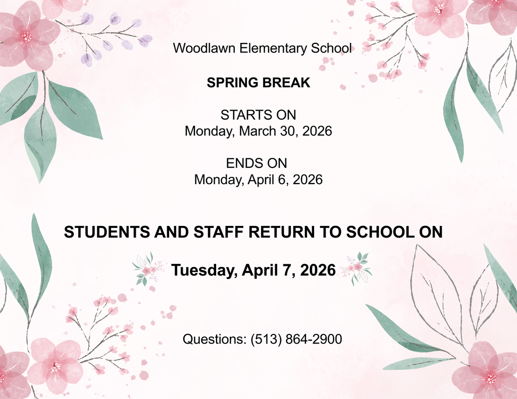 Spring Break starts on Monday, March 30, 2026, and ends on Monday, April 6, 2026.  All students and staff return to school on Tuesday, Apr 7, 2026.