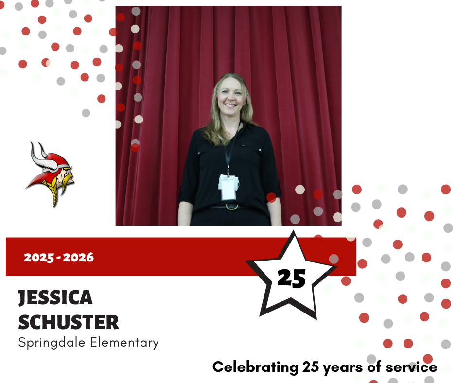 Portrait of Jessica Schuster, Springdale Elementary, recognized for 25 years of service.