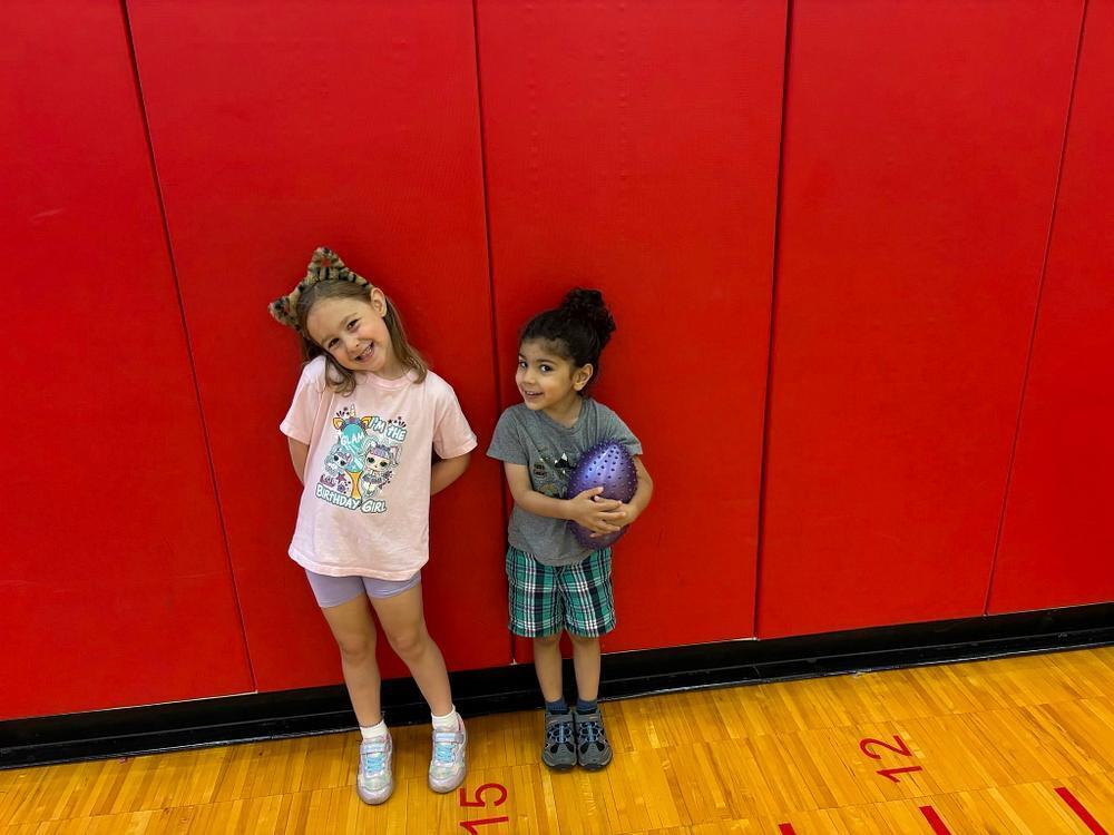 students in the gymnasium with balls 