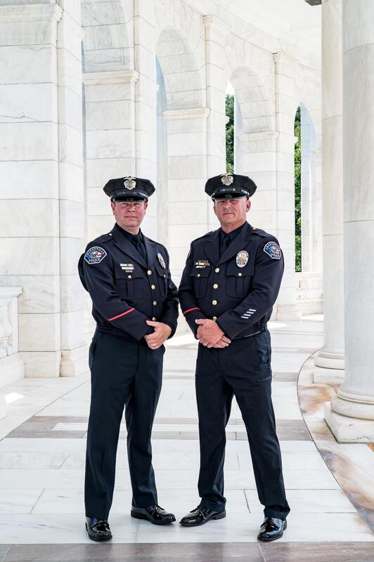 School Resource Officers Jim Salyer and Joel Altman from the Sharonville Police Department were part of the delegation to honor military veterans at the ceremony.