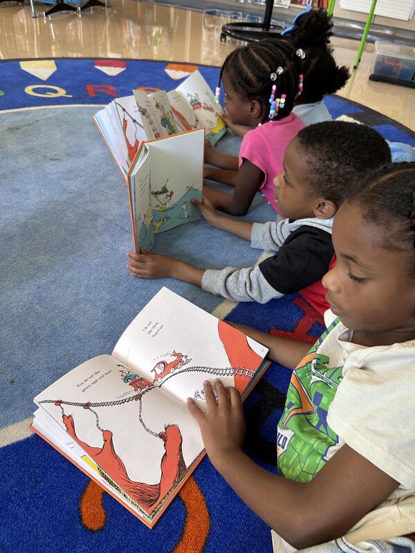 Students in Mrs. Collopy's class are becoming skilled readers while reading Green Eggs and Ham