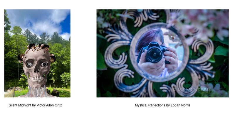 Student art work images that were selected for the show.  The first one, Silent Midnight by Victor Ailon Ortiz and the second is , Mystical Reflections by Logan Norris