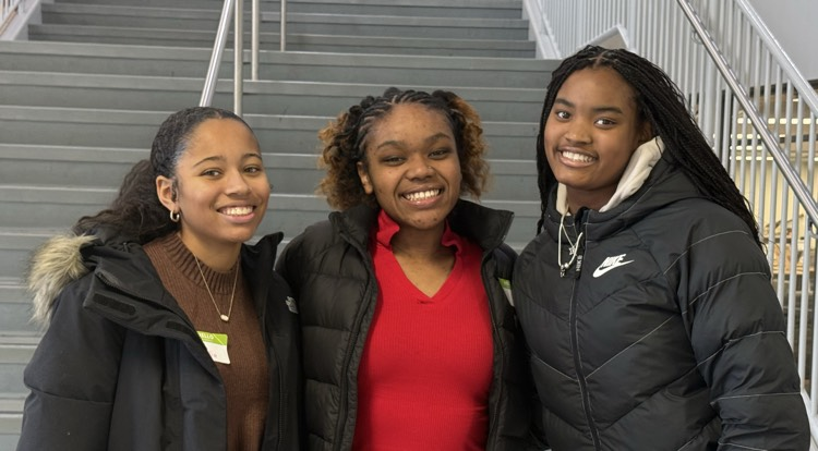 student leaders in front of the stairs at PHS