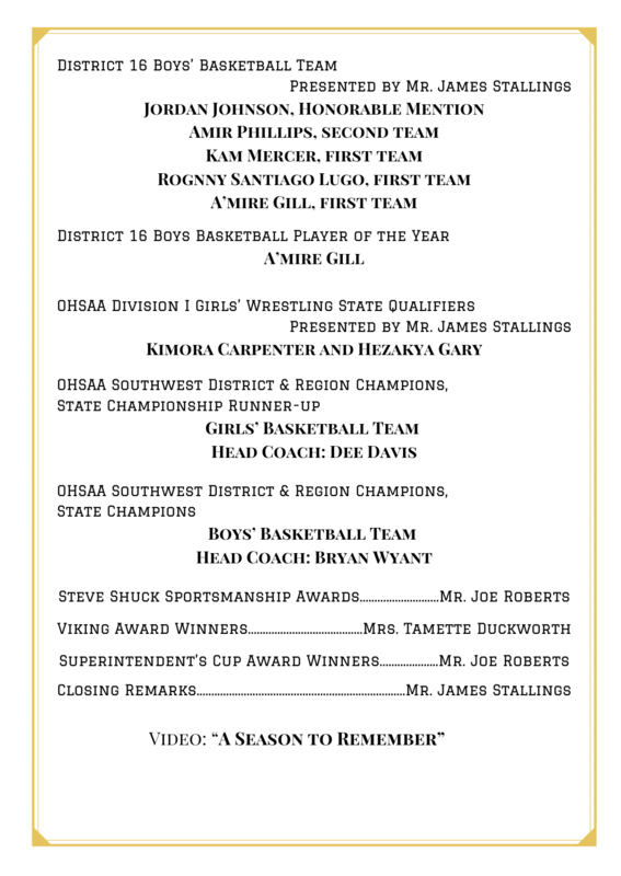 Program for the Viking Awards