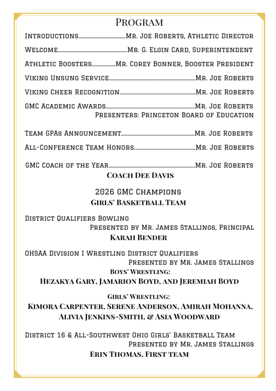 Program for the Viking Awards