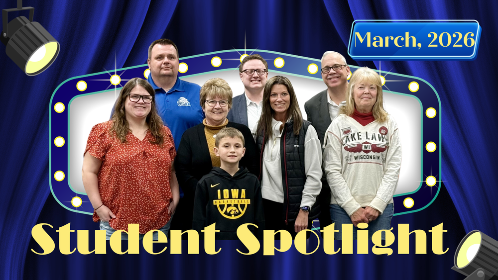 Photo of School Board and March's Student Spotlight 