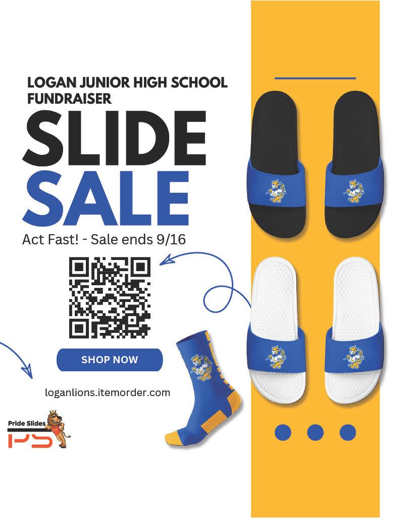 Announcement for Logan Junior High School Fundraiser selling Slides
