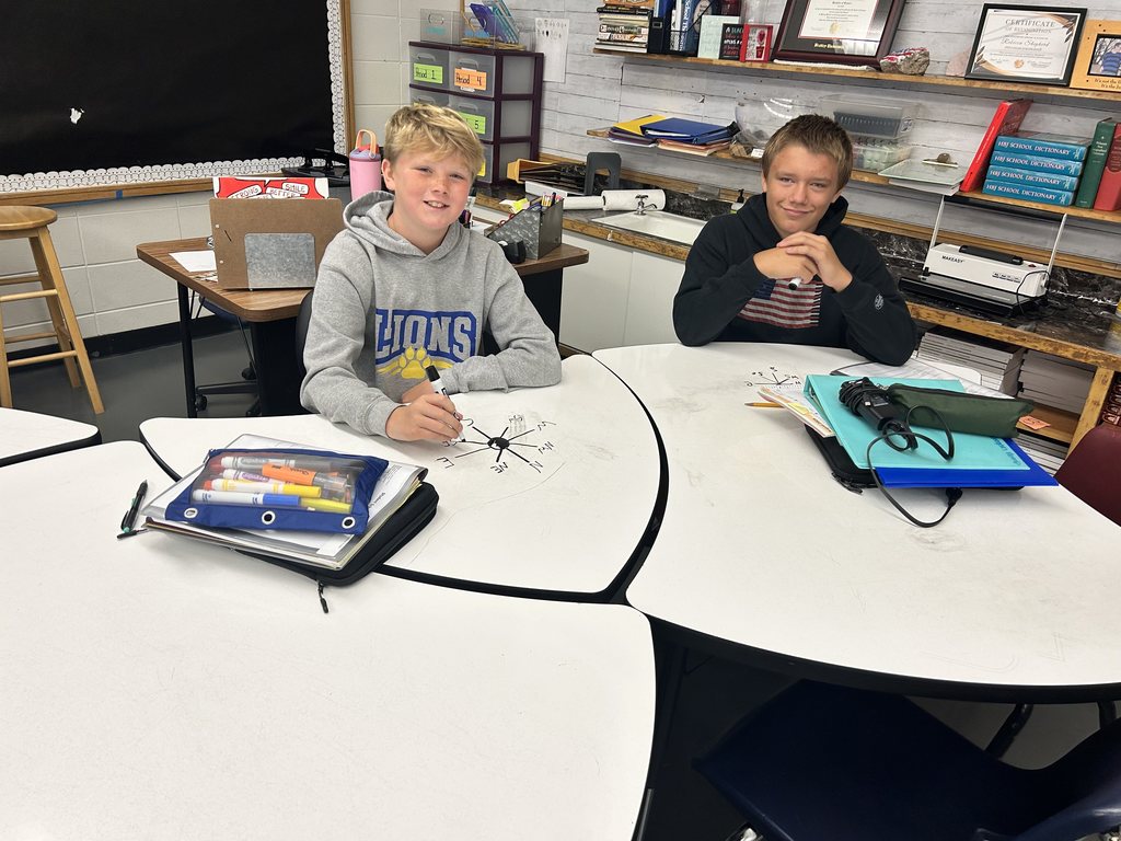 Sixth Grade students learning map skills in Mrs. Shepherd's Social Studies class