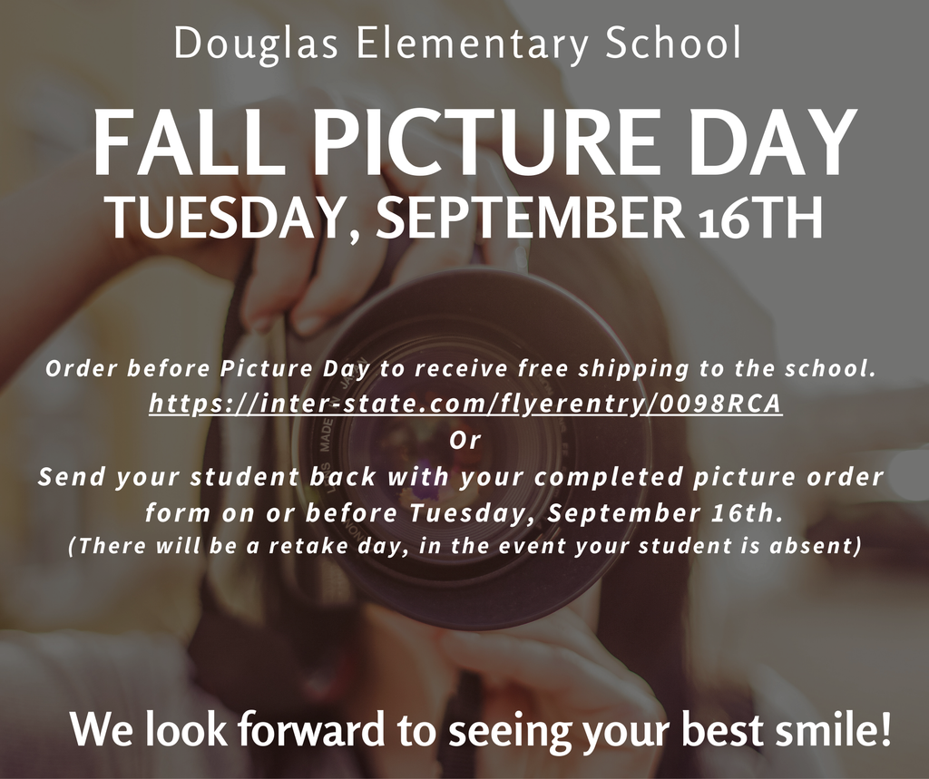 Announcement for Douglas Picture Day on Tuesday, September 16th