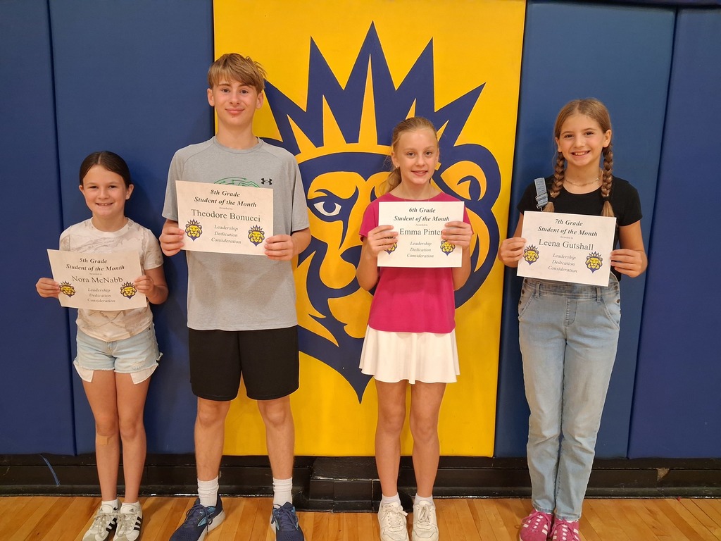 Logan Junior High's Students of the month for September; Nora McNabb, Emma Pinter, Leena Gutshall, Theo Bonucci