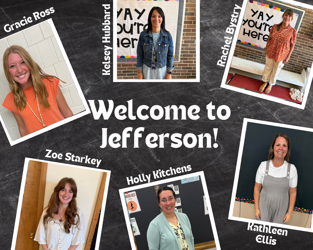 Photo collage of new Jefferson staff members; Gracie Ross, Kelsey Hubbard, Rachel Bystry, Zoe Starkey, Holly Kitchens, and Kathleen Ellis