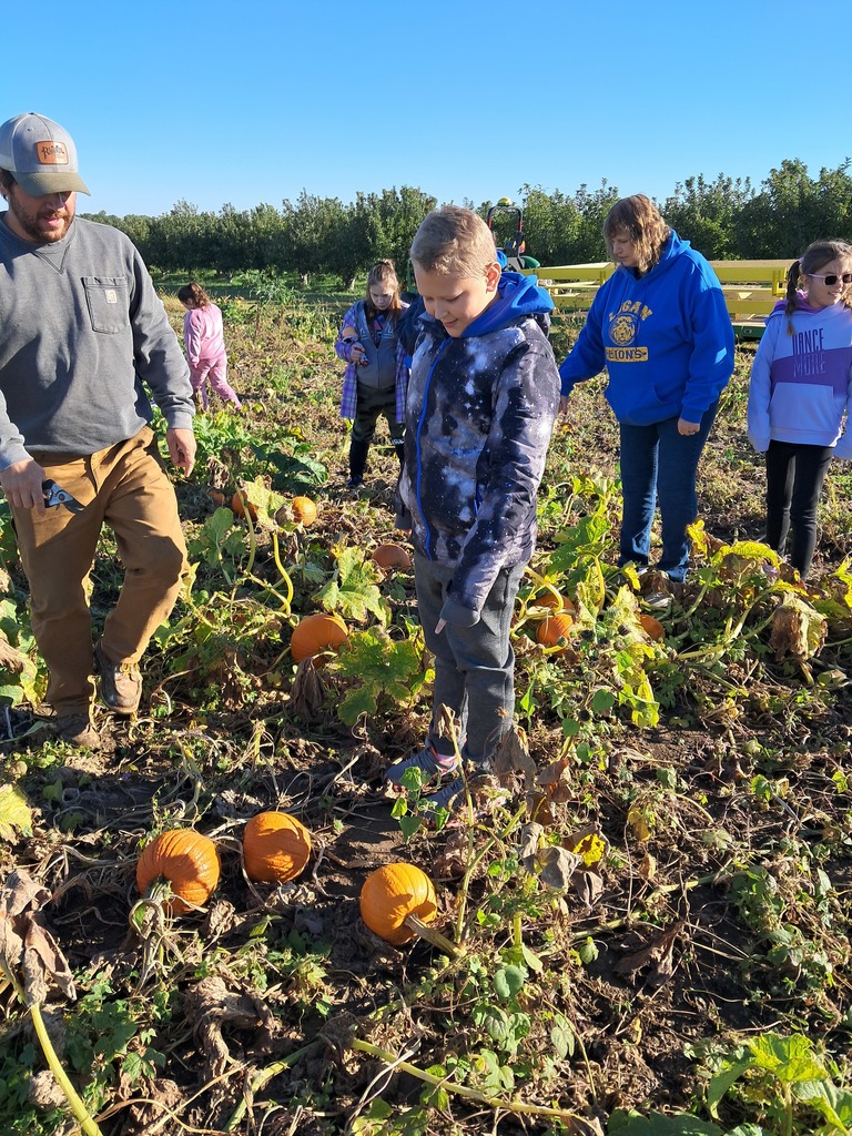 Mrs. Kull's class in  a pumpkin patch at Boggio's Orchard