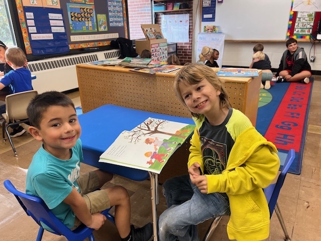 Members of Mrs. Thompson's third grade class visiting Douglas Elementary Preschoolers