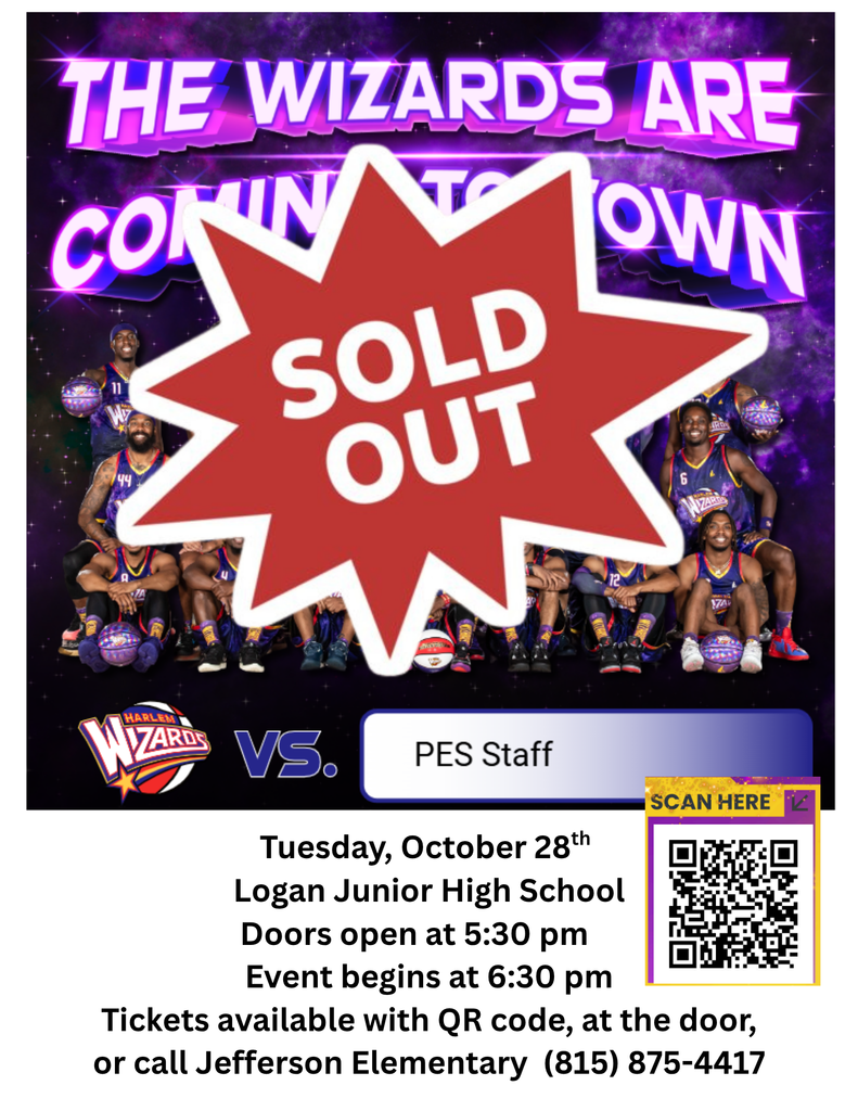 Graphic for tonight's Harlem Wizards Basketball Game that is now sold out.