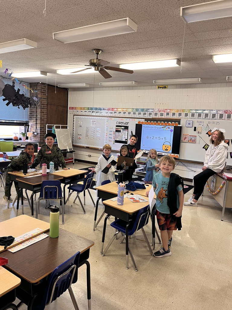 Jefferson First Graders doing Math or Treat on Friday of last week.