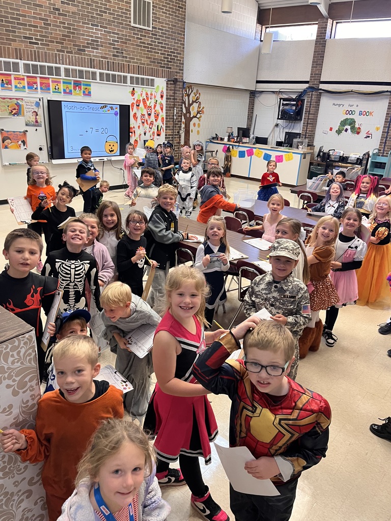 Jefferson First Graders doing Math or Treat on Friday of last week.