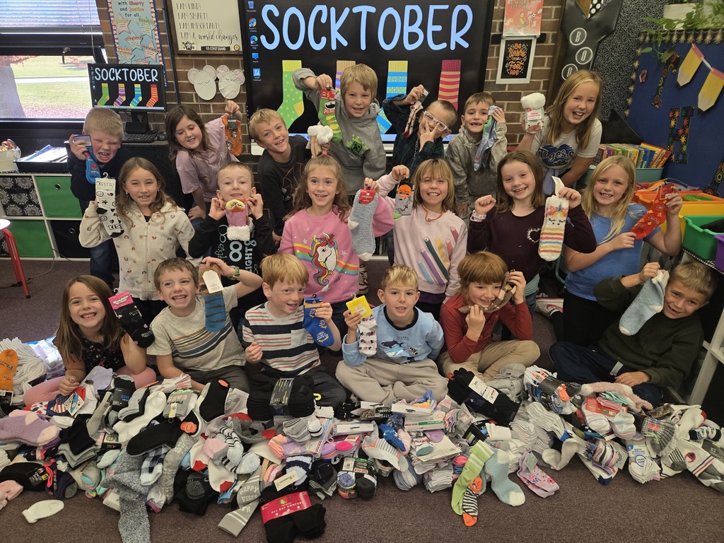Students in Mrs. Anderson's second grade class celebrating Socktober.