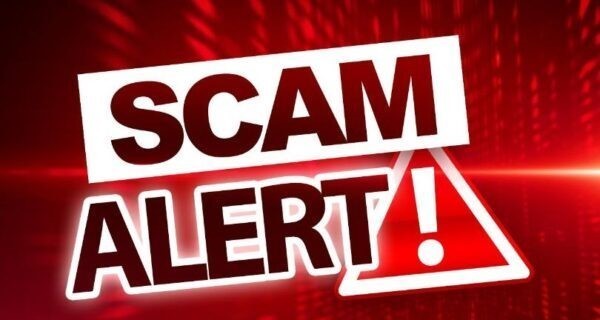 Image on red background reading "Scam Alert"