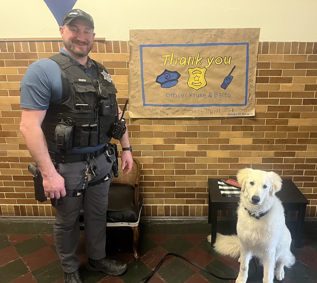 Officer Kruse and Balto on SRO Appreciation Day
