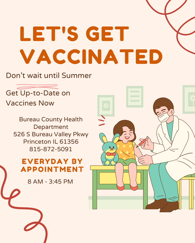 Flier from Bureau County Health Department with a vaccine reminder
