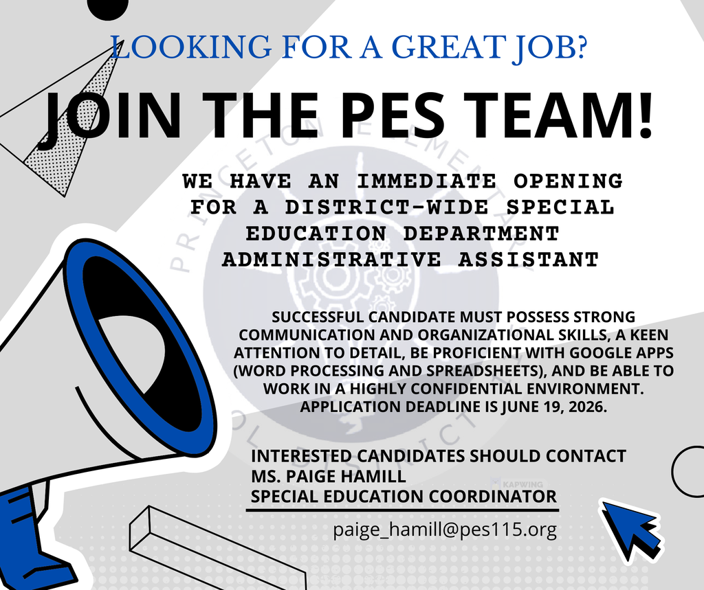 Job posting for open district special education admin assistant position