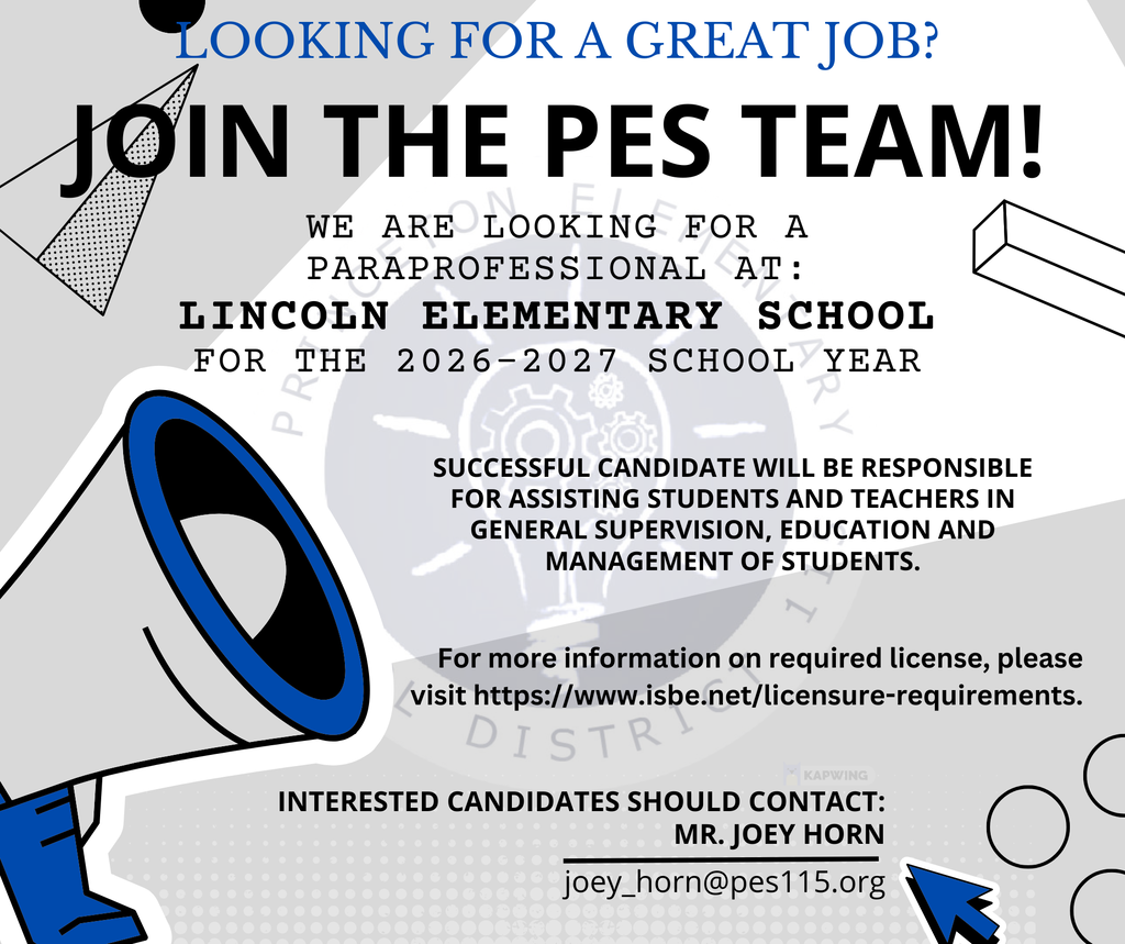 Infographic job posting for open parapro position at Lincoln Elemenentary