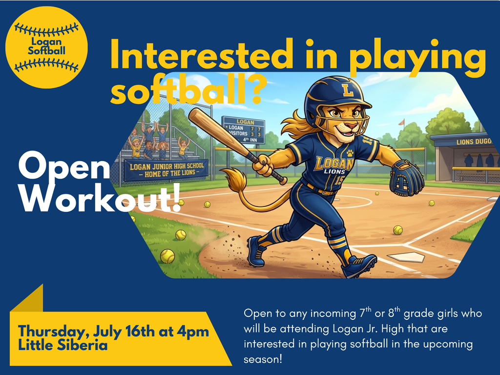 Infographic announcement for Logan Girl's Softball Workout
