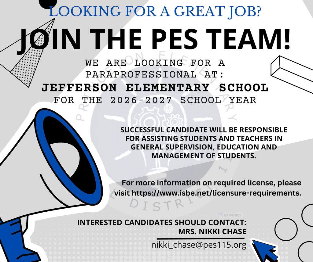 Job Posting for Paraprofessional at Jefferson Elementary School