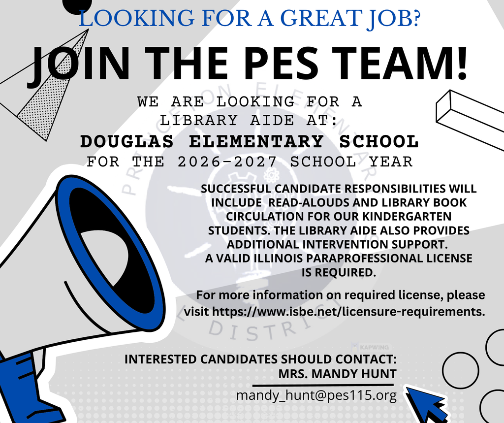 Job Posting for Library Aide at Douglas Elementary School