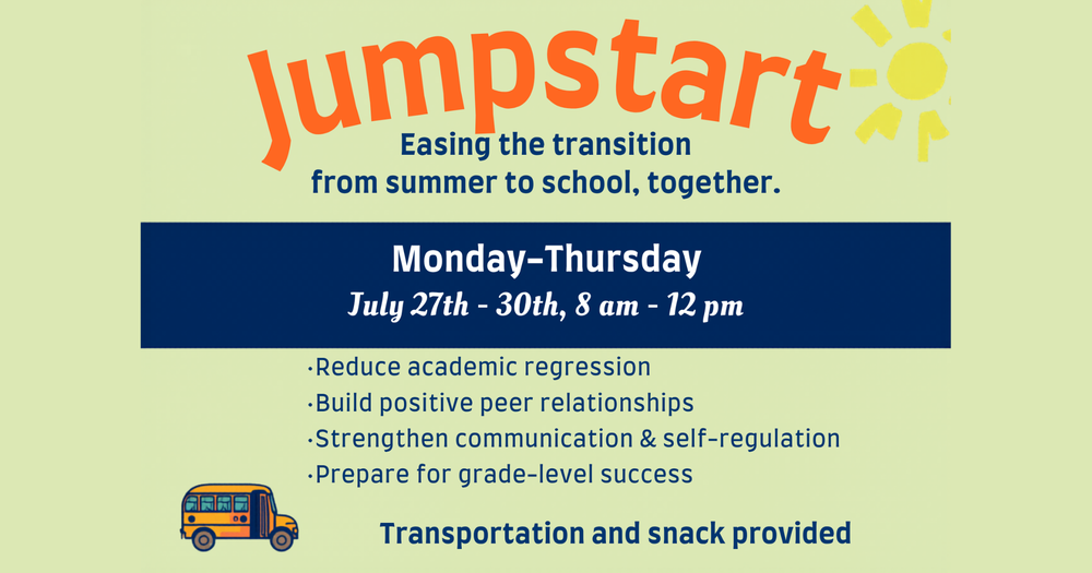 Inviting flyer highlighting Summer Jumpstart Program