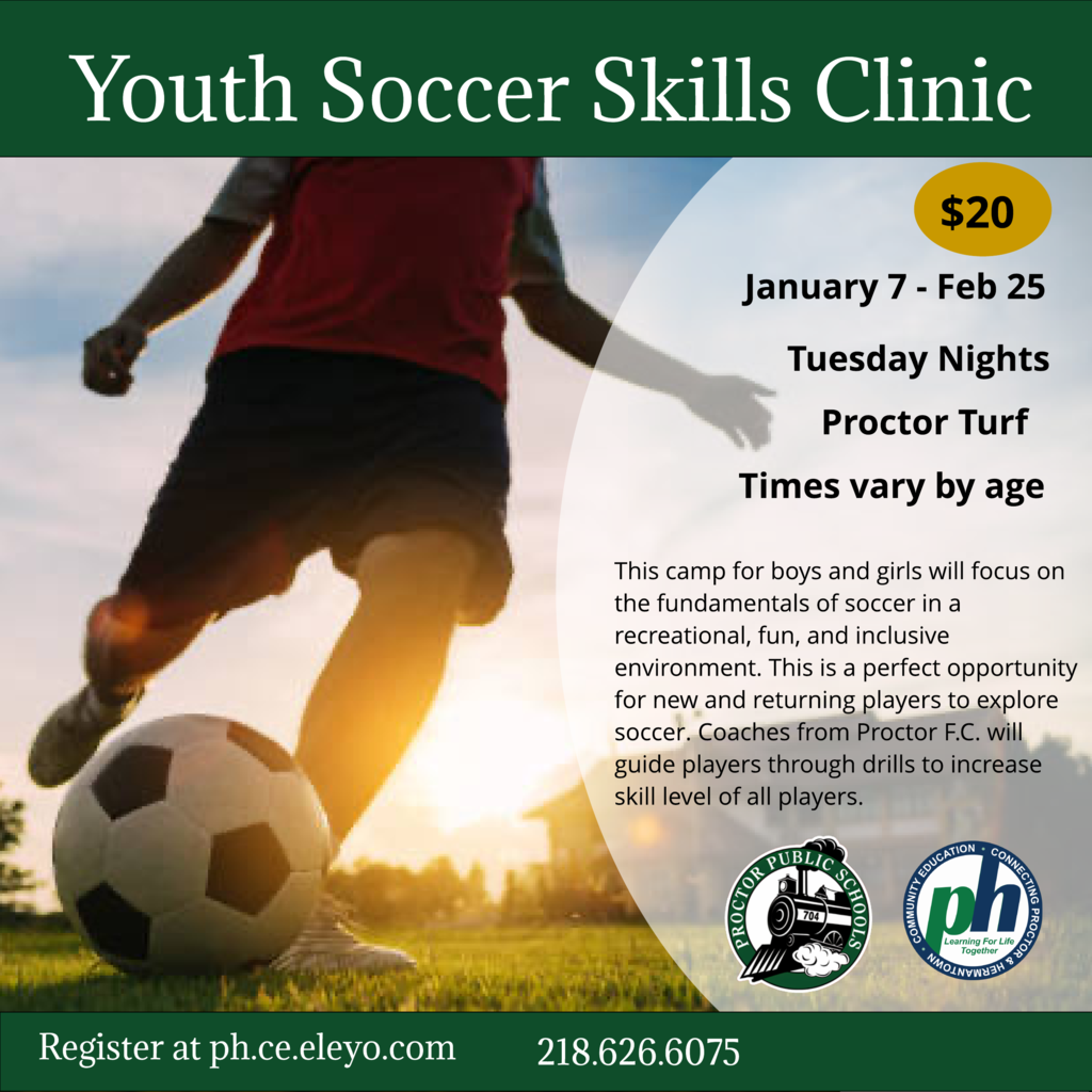 Youth Soccer Skills clinic at the Proctor Turf