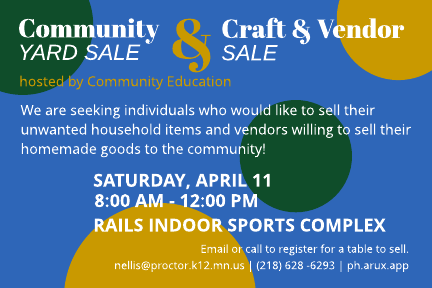 Don't miss the Spring Community Yard Sale and Craft/Vendor Fair! It's time to prepare your home for spring. Vendors and groups eager to sell their goods are strongly encouraged to join us. Come and be part of this exciting event!