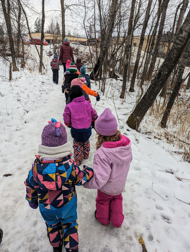 Preschool class heading back into the classroom
