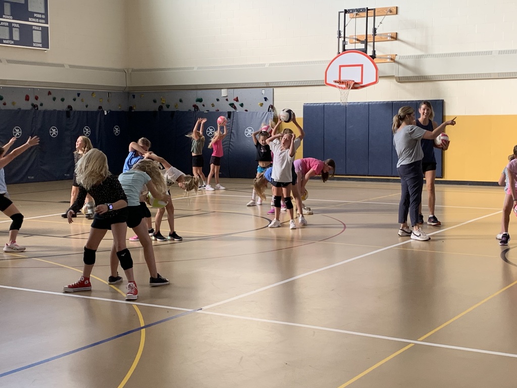 Students warming up with team building activities