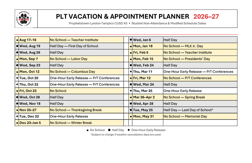 vacation and appointments planner