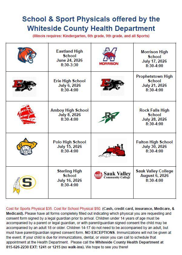 2026-2026 School and Sport Physicals