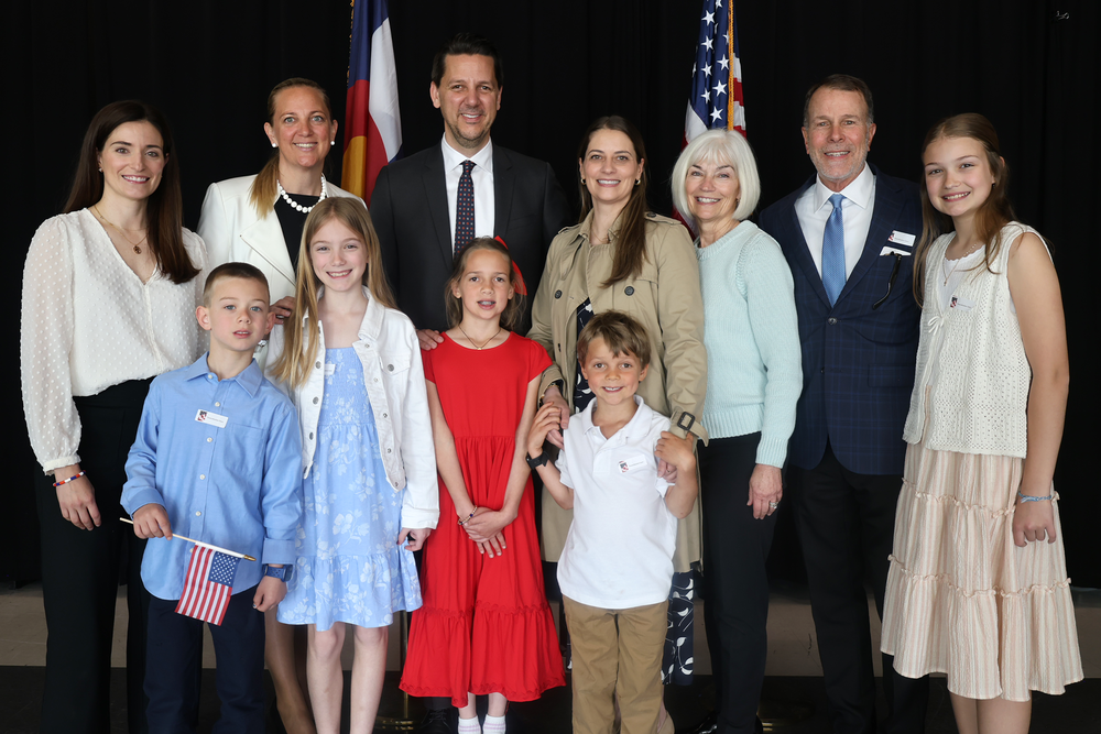 Guido Haus and his family following the 2026 Naturalization Ceremony on PRA's campus