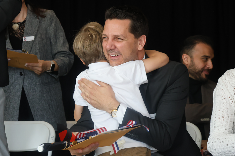 Guido Haus and his family following the 2026 Naturalization Ceremony on PRA's campus