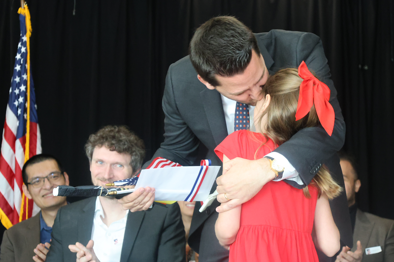 Guido Haus and his family following the 2026 Naturalization Ceremony on PRA's campus