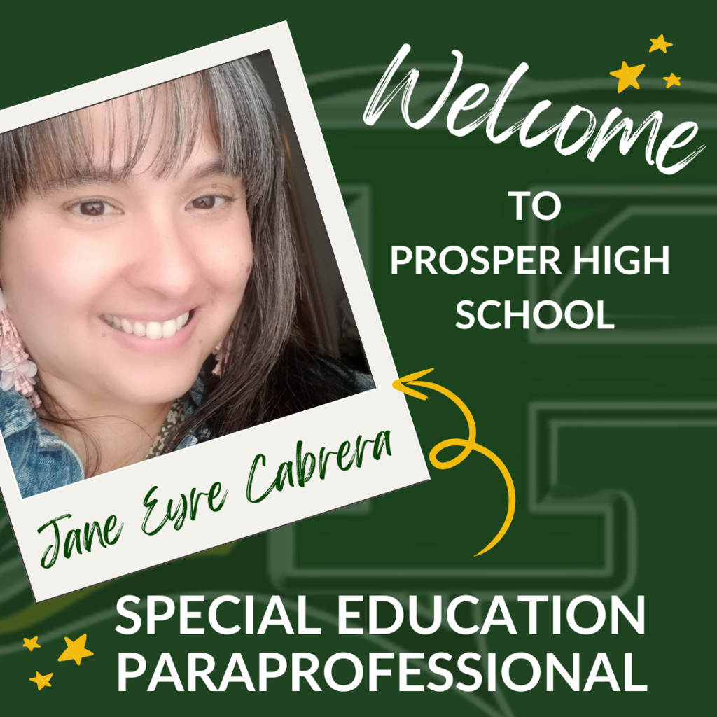 Welcome graphic for Jane Eyre Cabrera, special education paraprofessional, featuring a picture of her.