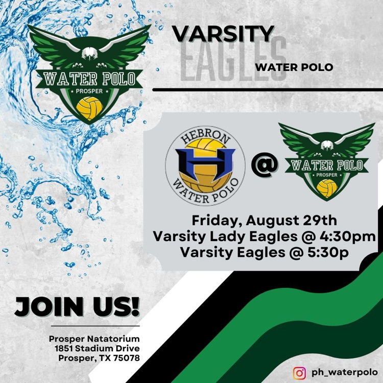 Green stripes on water drops background with natatorium address and game times